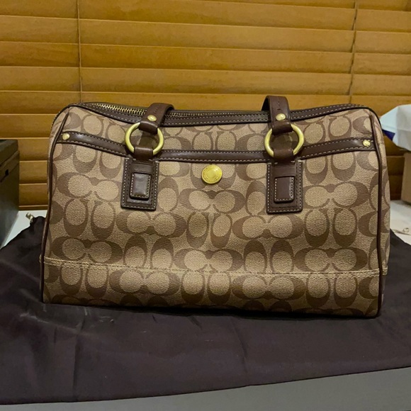 Coach Large Double Zip Satchel - Brown PVC - Picture 3 of 11